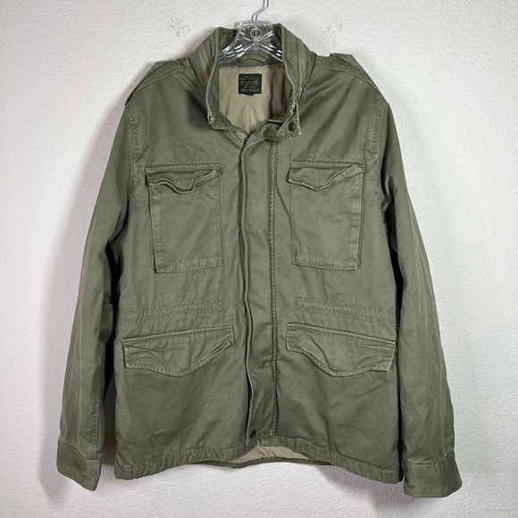Lucky Brand Other - Lucky Brand Mens Olive Green Four Pocket Field Jacket Zipper Mock Neck Large